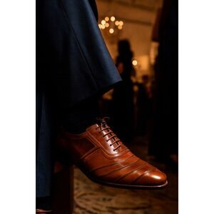 Giovane Gentile Hand Made Wholecut Oxford Shoes Glossy Burnished Brown Men 9.5